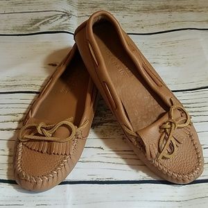 Tan leather Minnetonka moccasins